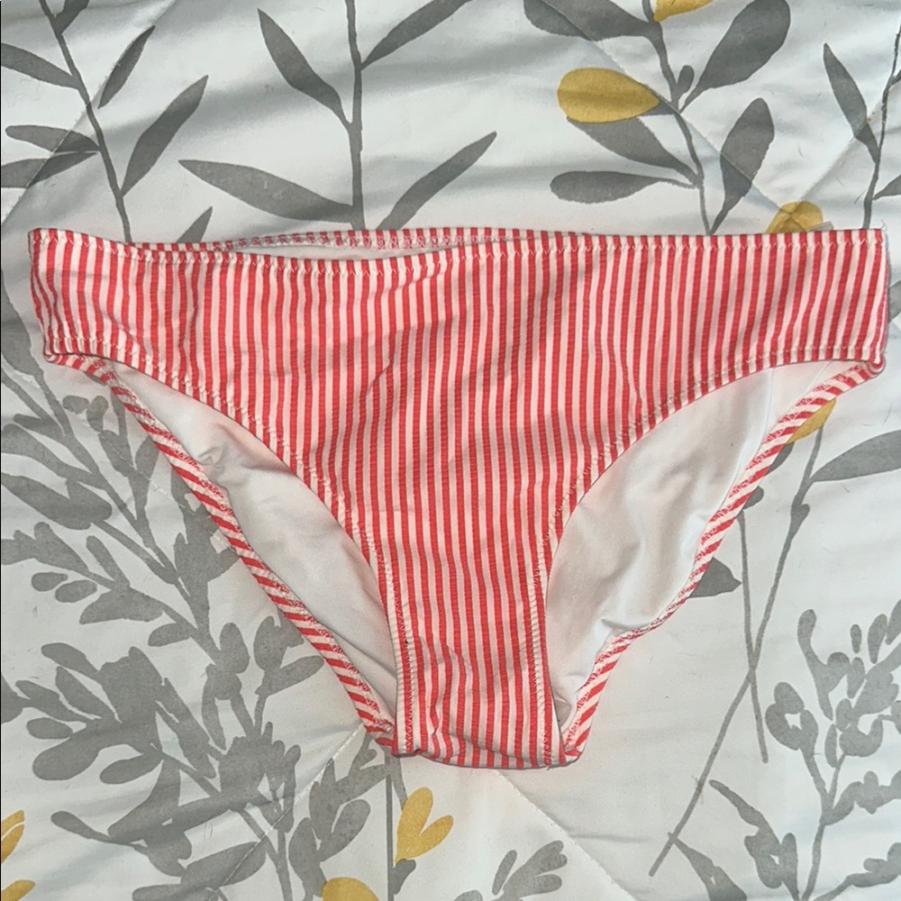 Aerie Red and White Striped Bikini Bottom